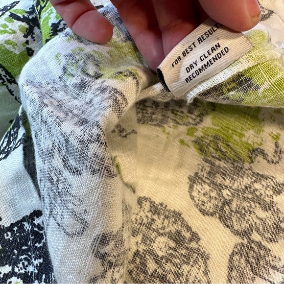 Snapdragon & Twig 100% Linen Orbit Green Cream Black Floral Oversized Dress XS - Picture 9 of 16